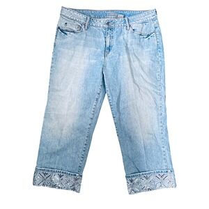 Apt. 9‎ Denim Capri Pants Women's Size 16 Blue Sequin Cuff Cropped Jeans